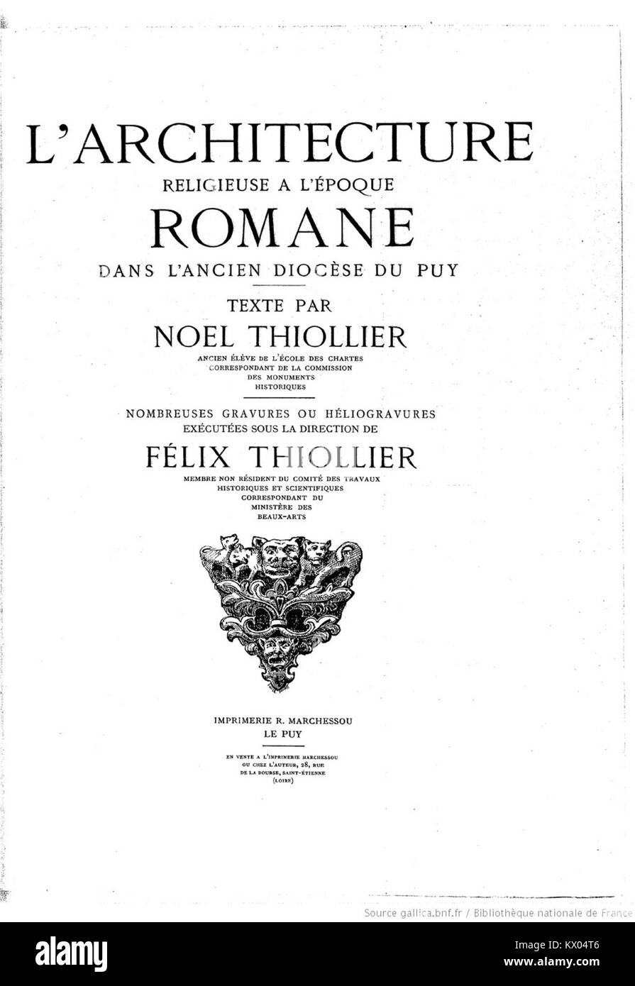 L'Architecture religieuse à l'époque Romane Écrit par Thiollier Noël Stockfoto