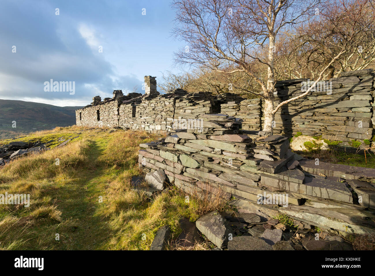 Alte verlassene Gebäude, dinorwig Schiefergrube, Snowdonia, Wales UK Stockfoto