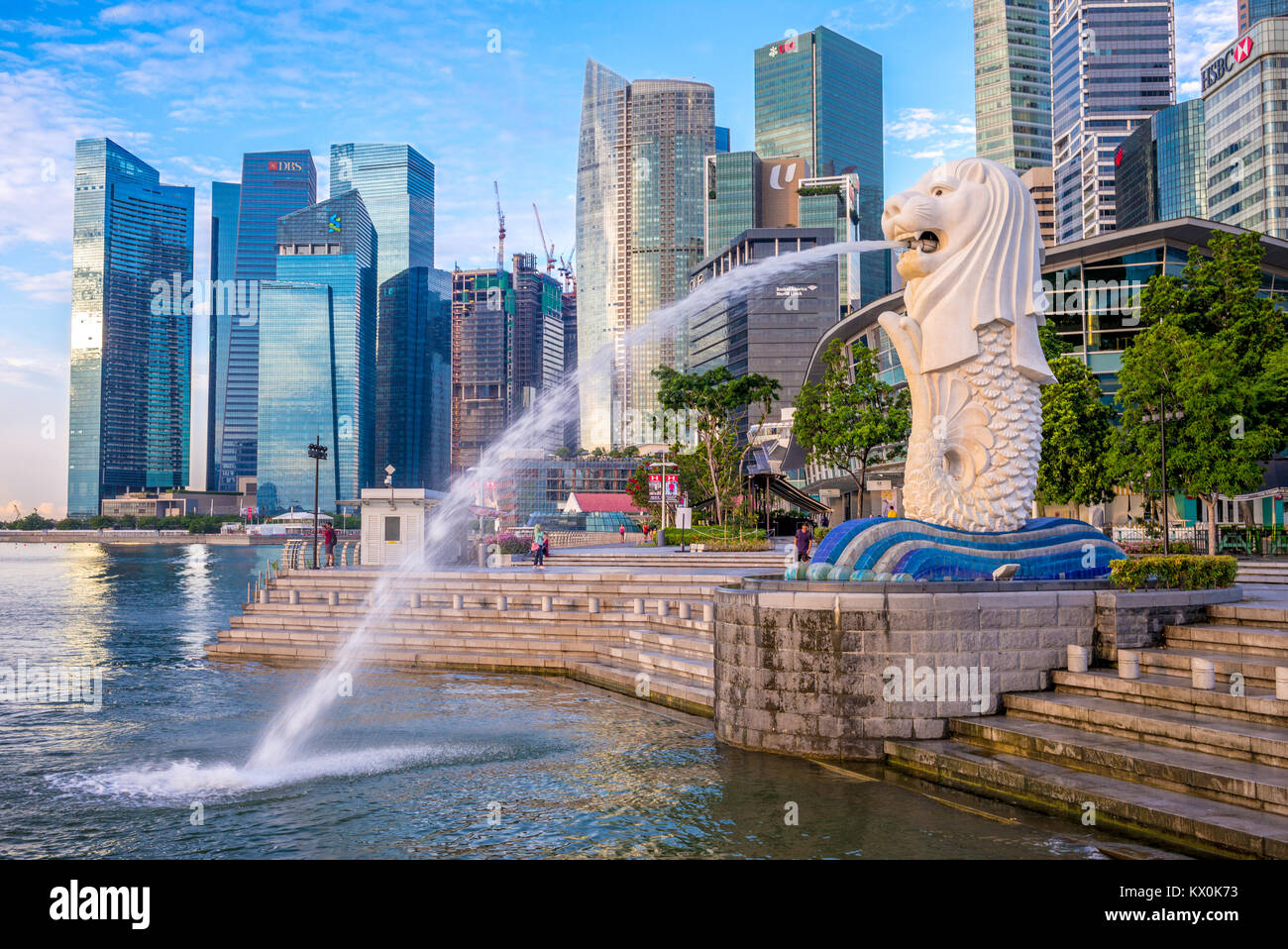 Merlion Statue an der Marina Bay Stockfoto