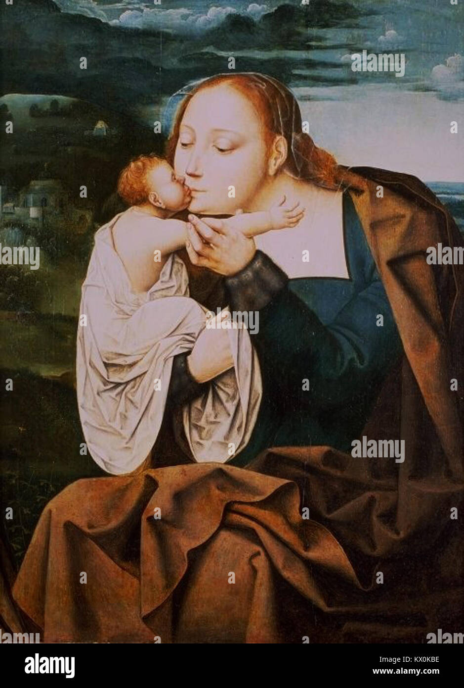 „Maria mit dem Kind“ von Meister der Mansi-Magdalena ist ein bedeutendes Kunstwerk in der Berliner Gemäldegalerie, das die Jungfrau Maria mit dem Jesuskind darstellt. Das Stück spiegelt die religiöse Ikonographie aus der Zeit des Künstlers wider. Stockfoto