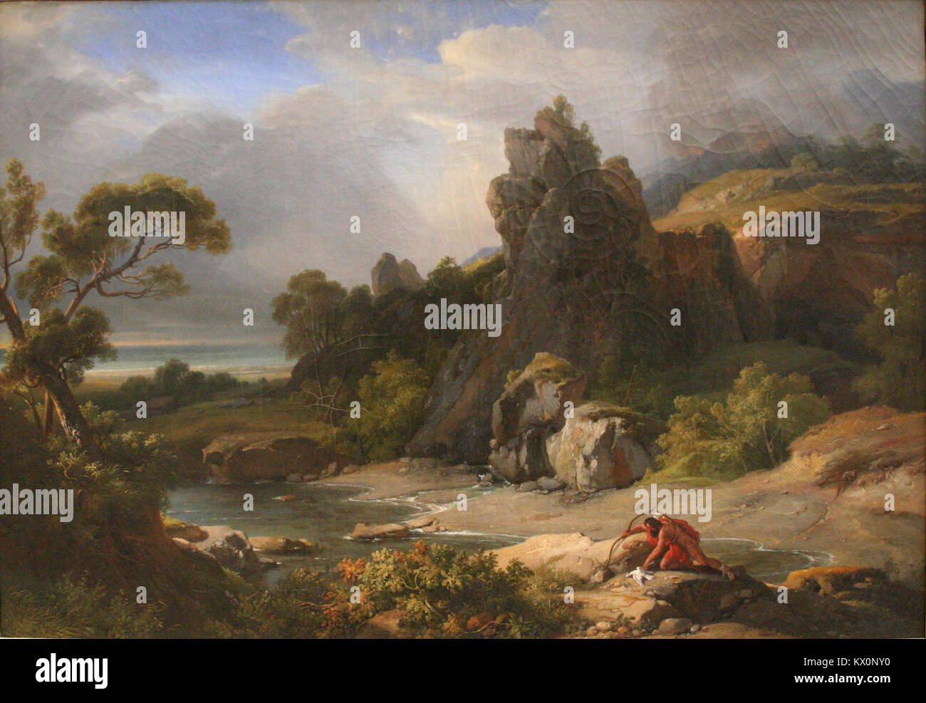 Philoctète ist ein Kunstwerk des französischen Künstlers Michallon, das die mythologische Figur Philoctetes darstellt, eine Schlüsselfigur aus der griechischen Mythologie. Das Kunstwerk fängt die tragische Natur der Geschichte von Philoctetes ein. Stockfoto