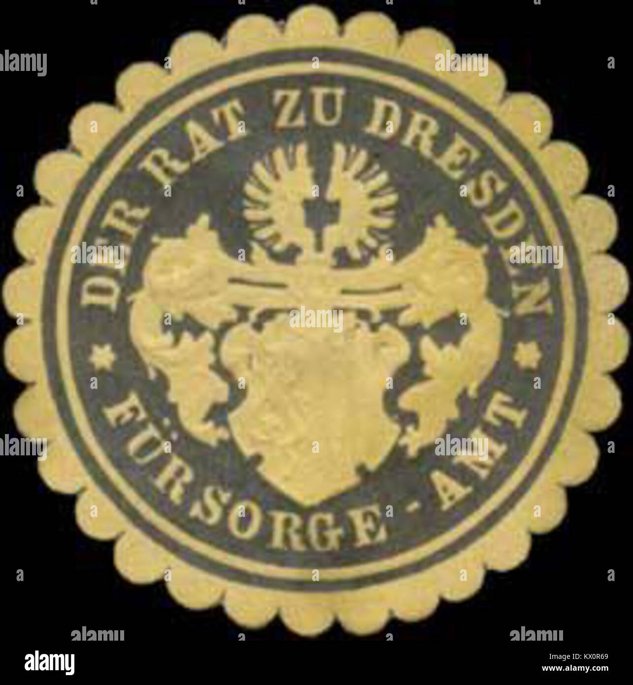 Siegelmarke der Ratte zu Dresden Fürsorge-Amt W 0358516 Stockfoto