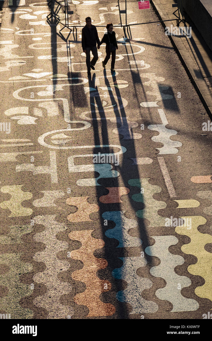 Frankreich, Paris (75), Wandern entlang der Seine in der Nähe des Pont de la Concorde auf der linken Bank Stockfoto
