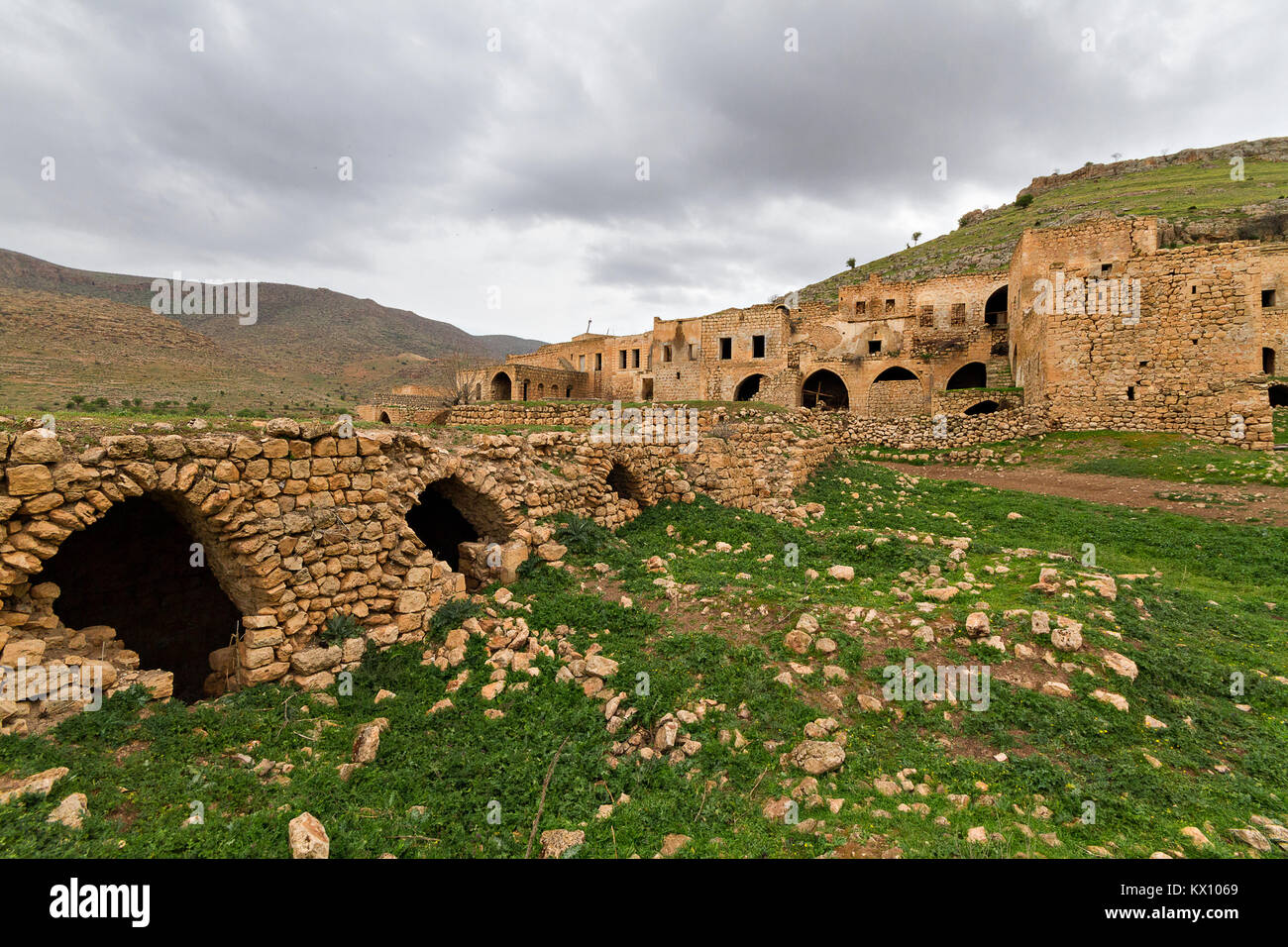 Verlassene Dorf Killit, in der Nähe der Stadt Savur und Mardin. Das Dorf war einst von syrisch-orthodoxen Christen bewohnt. Stockfoto