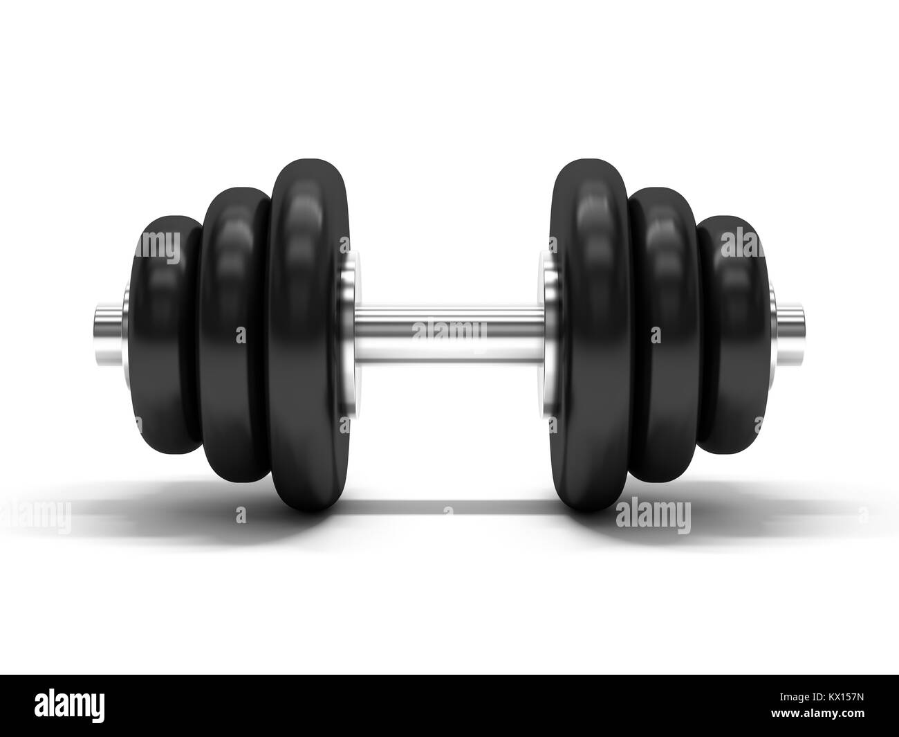 Über weißen Hintergrund Hantel. 3D-Rendering Stockfoto