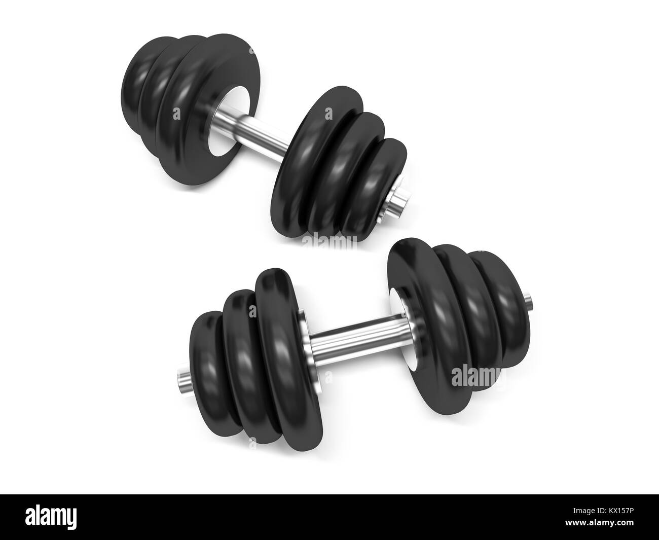 Über weißen Hintergrund Hantel. 3D-Rendering Stockfoto