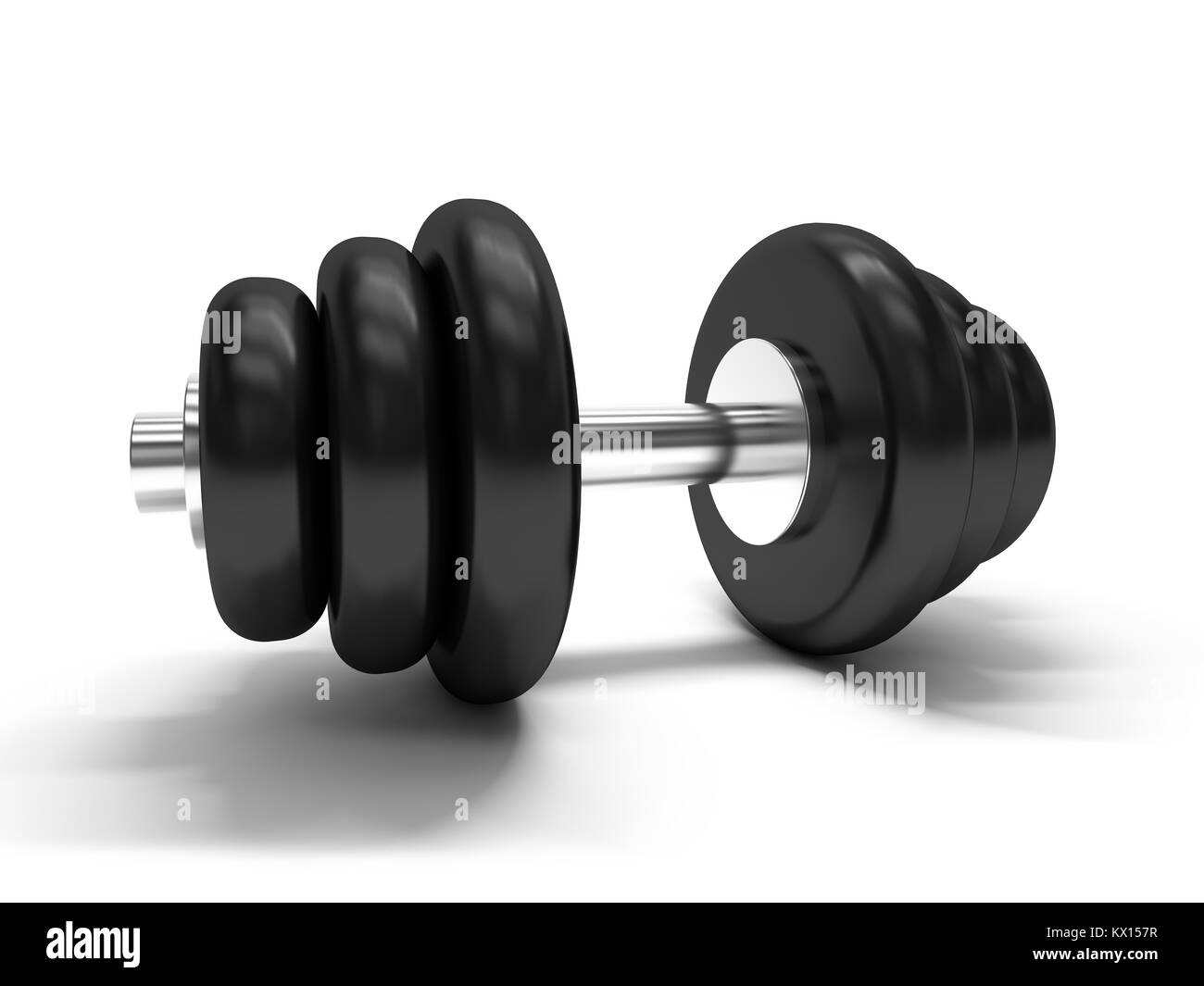 Über weißen Hintergrund Hantel. 3D-Rendering Stockfoto