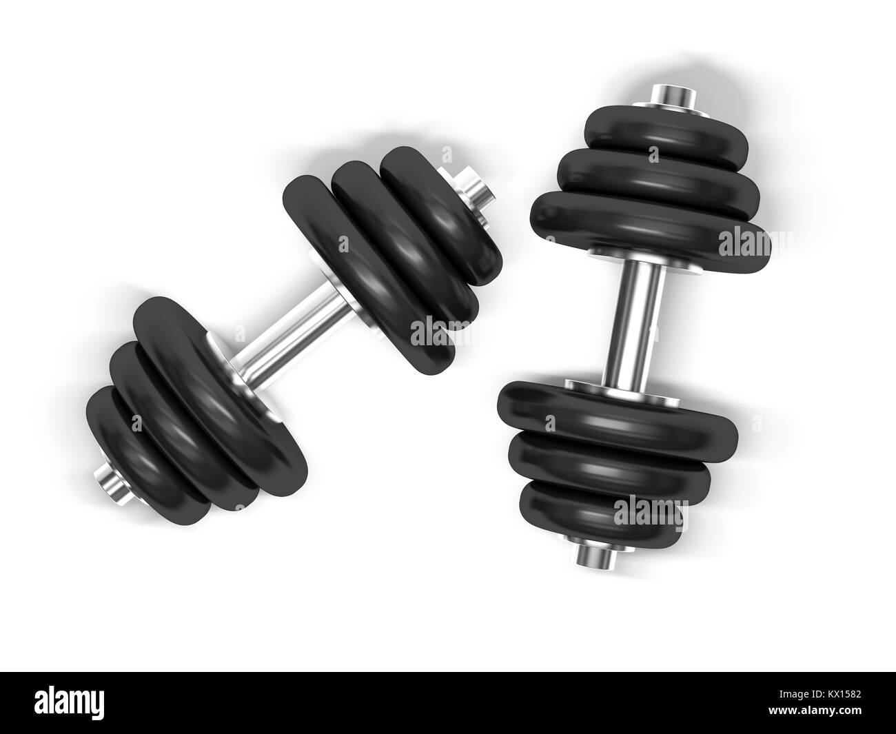 Über weißen Hintergrund Hantel. 3D-Rendering Stockfoto