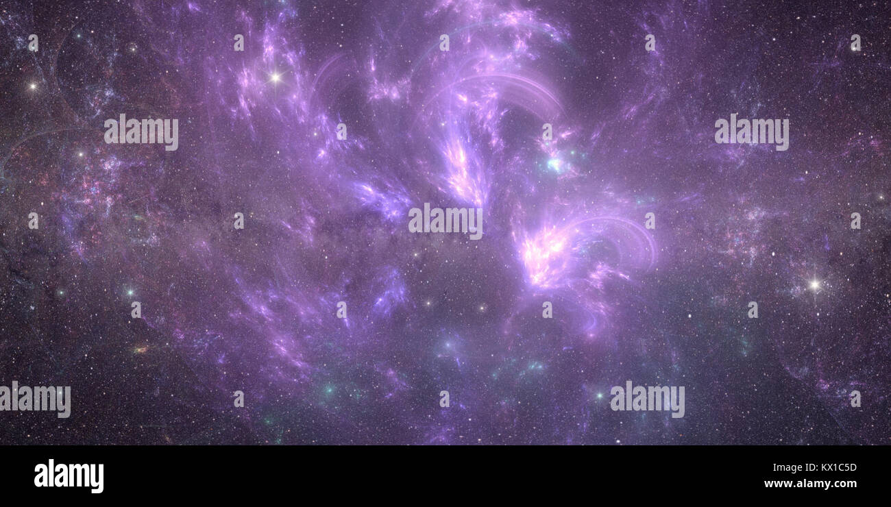 Abstrakten wissenschaftlichen Hintergrund - Planeten im Weltraum, Nebel und Sterne. Stockfoto