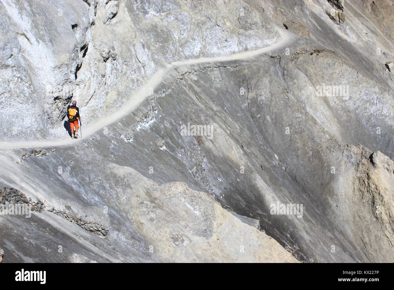 Nepal Annapurna Circuit, Trek, Erdrutsch Bereich Stockfoto