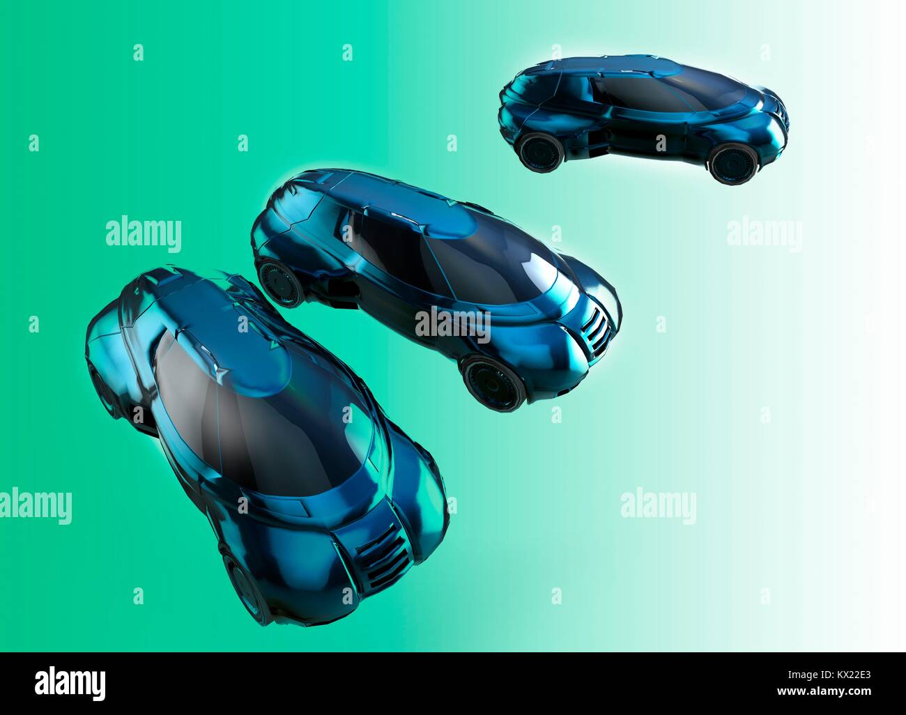 Selbst Fahrer Elektroautos, Illustration. Stockfoto