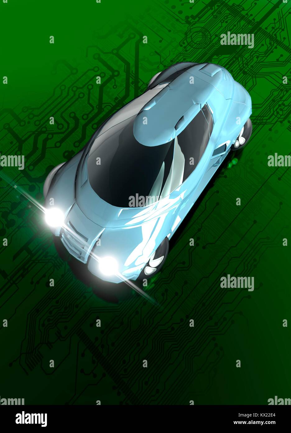 Selbstfahrer Elektroauto, Illustration. Stockfoto