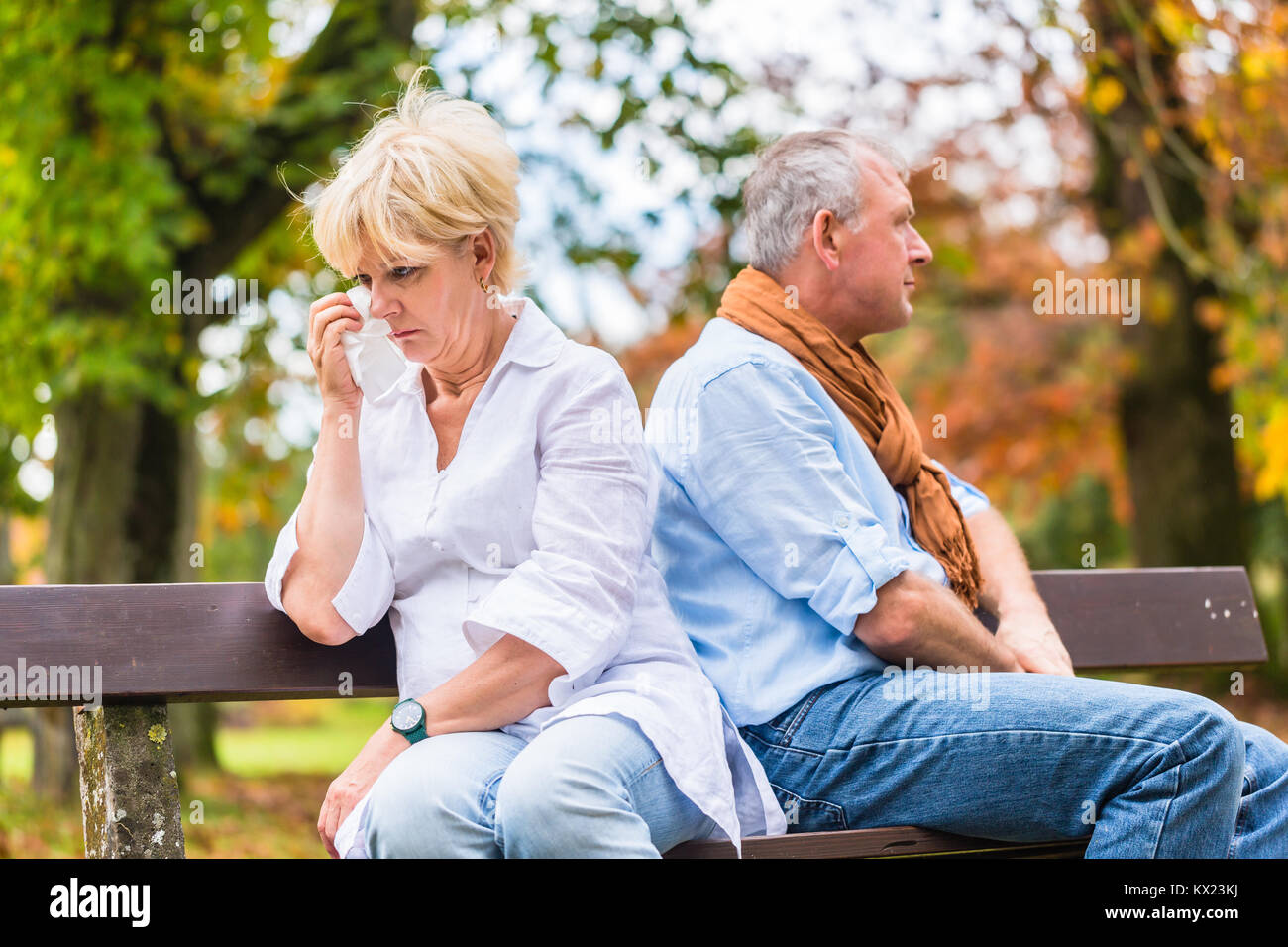 Älterer Mann und Frau in Argument Stockfoto