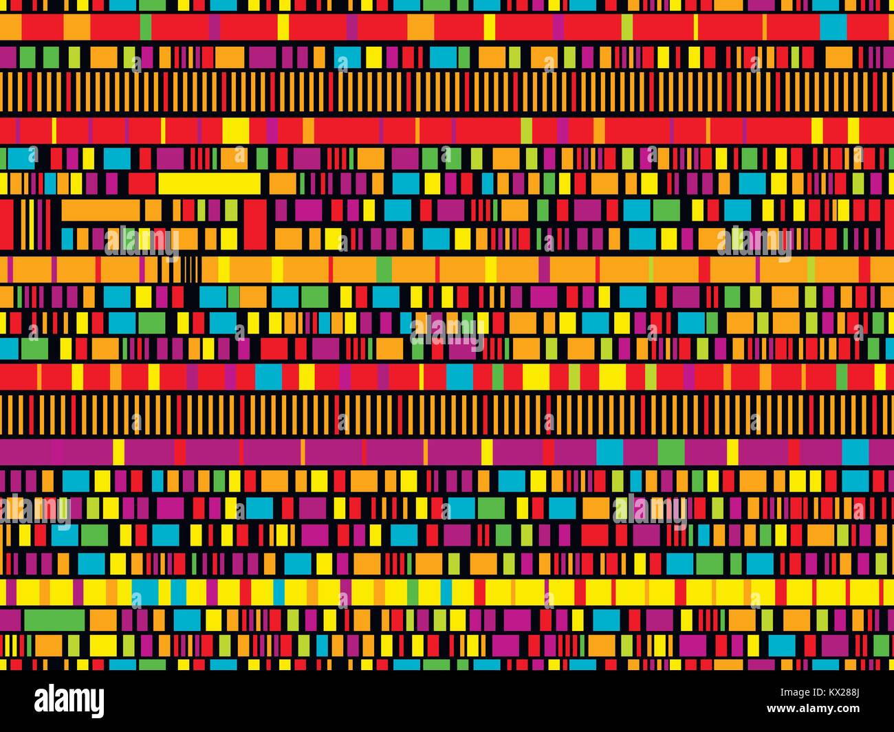 Glitch nahtlose Muster. Signal fehlerhaft, pixel Mosaik. Computer-Fehler. Hintergrund mit geometrischen Formen in verschiedenen Farben, Quadrate, Streifen und Stock Vektor