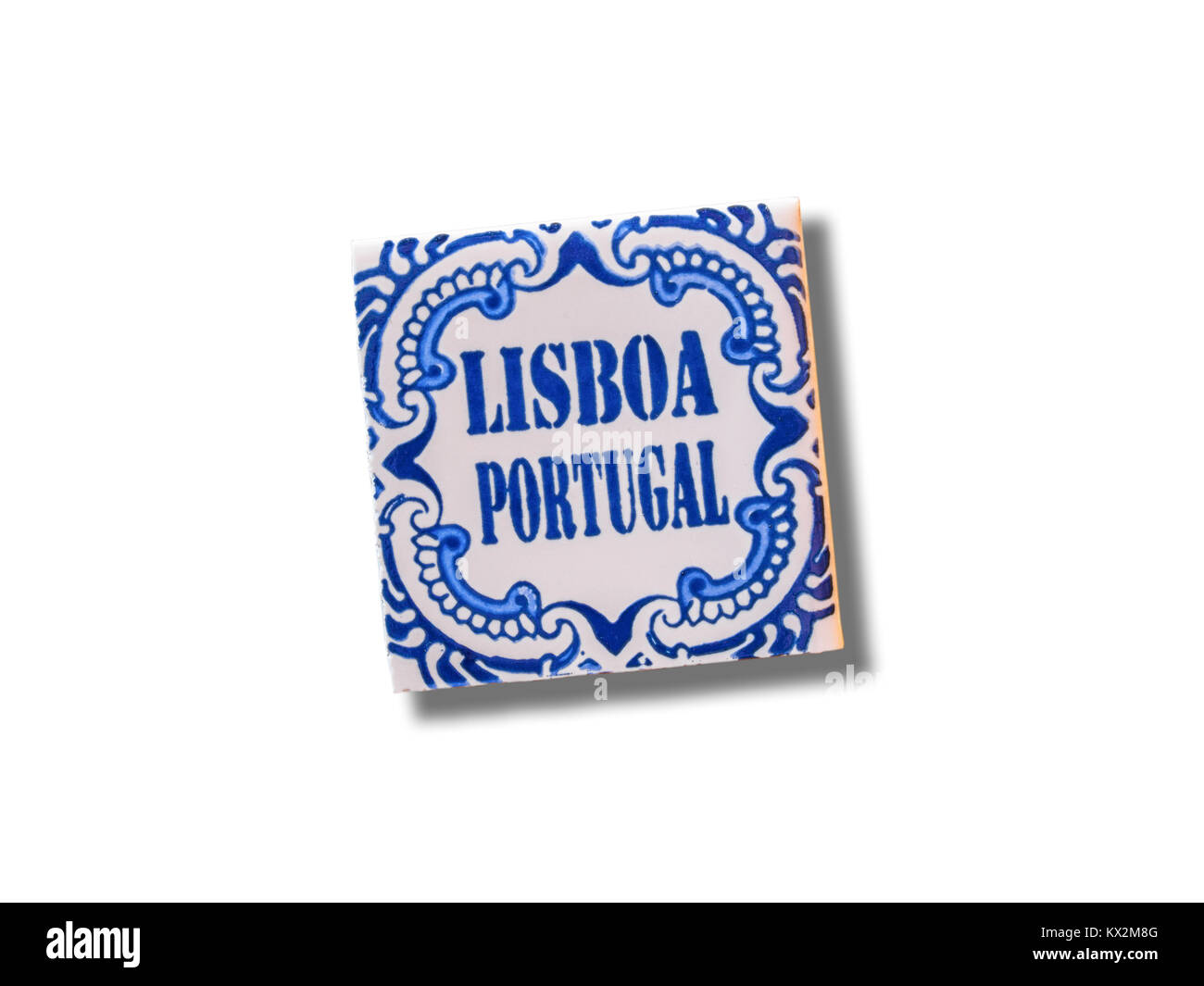 Lissabon (Portugal) souvenir Kühlschrank Magnet auf weißem Hintergrund Stockfoto