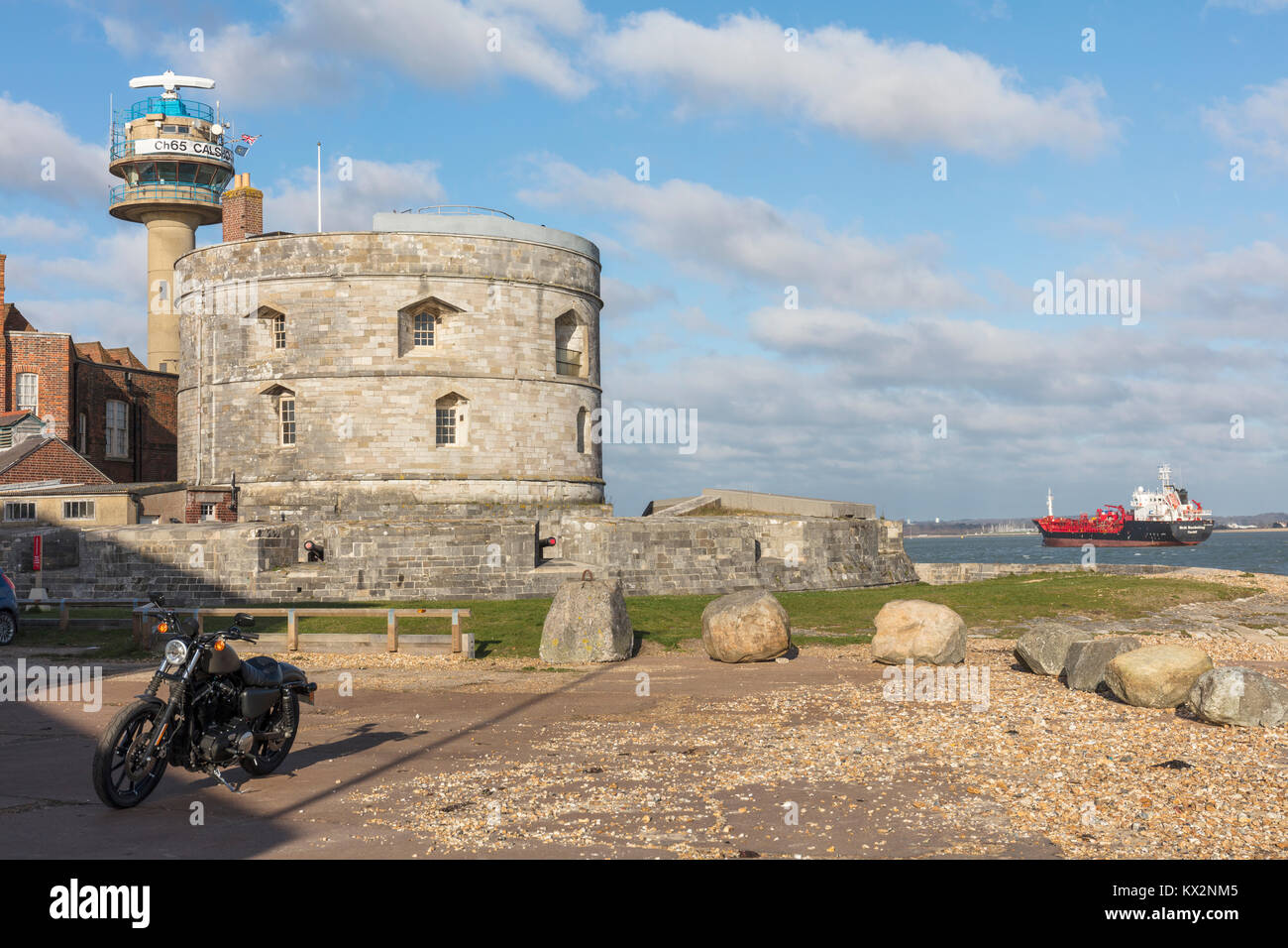 Calshot Castle Fort, Radar, Hampshire, England, Großbritannien Stockfoto