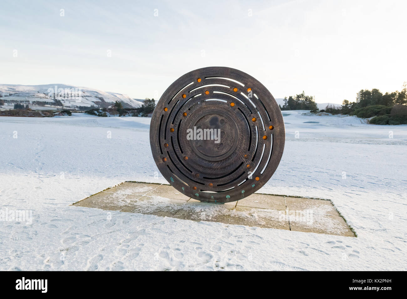 Coming Home Skulptur in Gleneagles Kings Kurs feiert die Heimat der Ryder Schale 2014 in Gleneagles, Schottland, Großbritannien Stockfoto