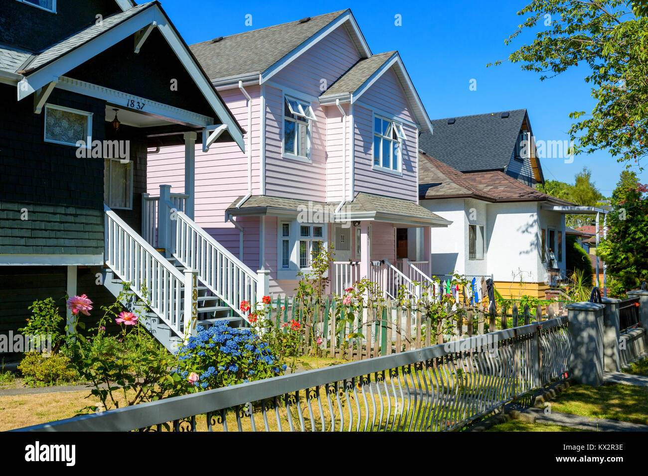 Holzhäuser, Vancouver, British Columbia, Kanada Stockfoto
