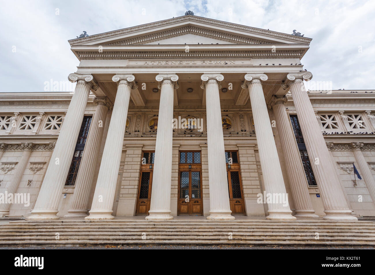 Rumänischen Athenaeum, ein Konzertsaal in Bukarest, der Hauptstadt Rumäniens, Central Europe Home der George Enescu jährliche International Music Festival Stockfoto