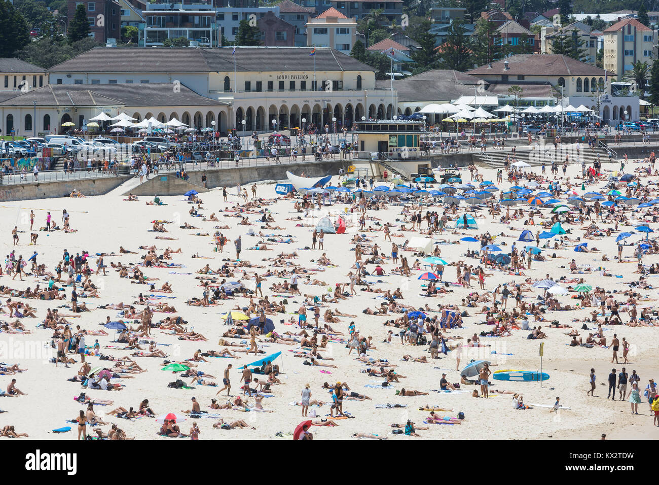 Massen am Bondi Beach, Sydney, Australien. Stockfoto