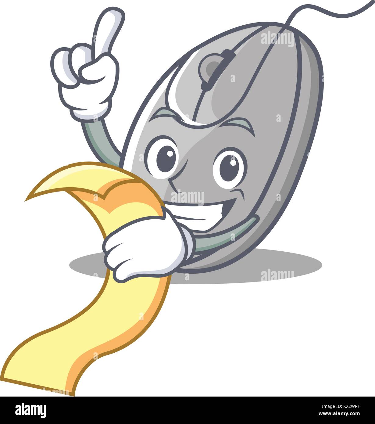 Mit Menü Maus Maskottchen Cartoon Stil Stock Vektor