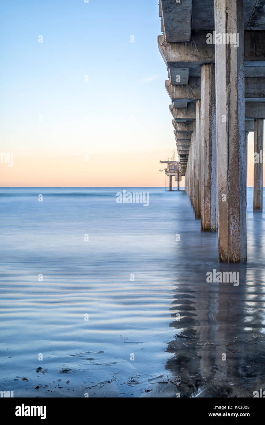 Ansicht des Scripps Pier an einem Wintermorgen. La Jolla, Kalifornien. Stockfoto
