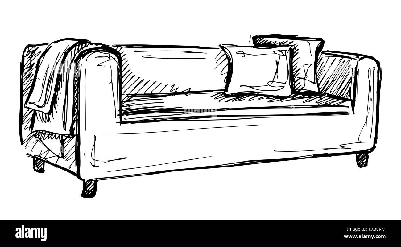 Sofa vektor Skizze Symbol auf Hintergrund isoliert Stock Vektor