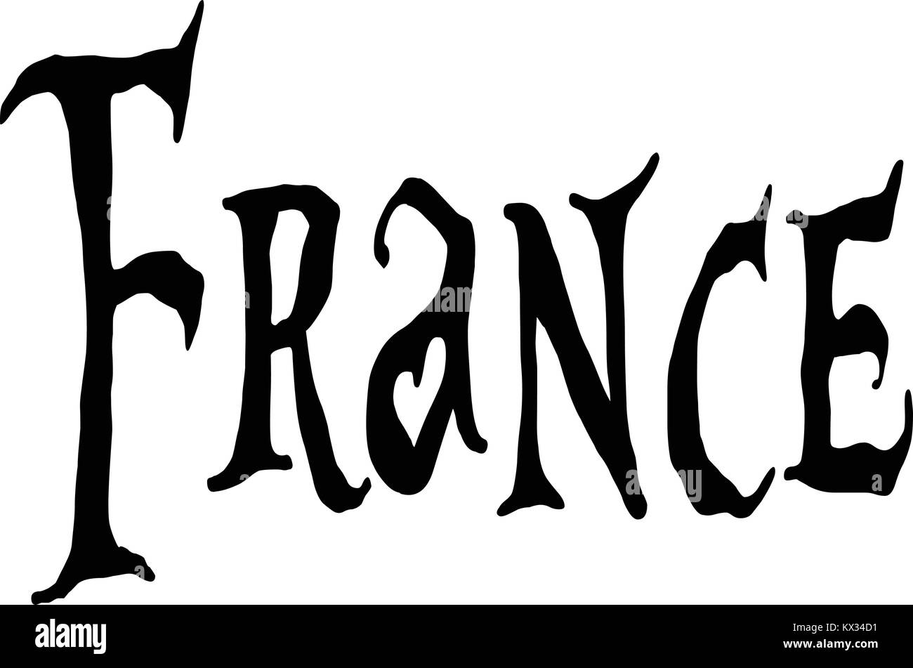 Frankreich Text zeichen Abbildung auf weißem Hintergrund Stock Vektor