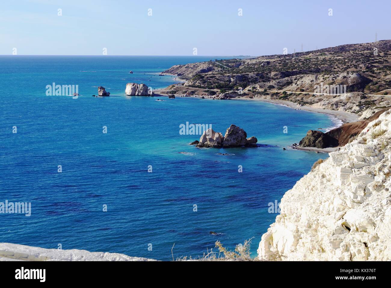 Aphrodites Felsen, in der Nähe von Paphos, Zypern Stockfoto