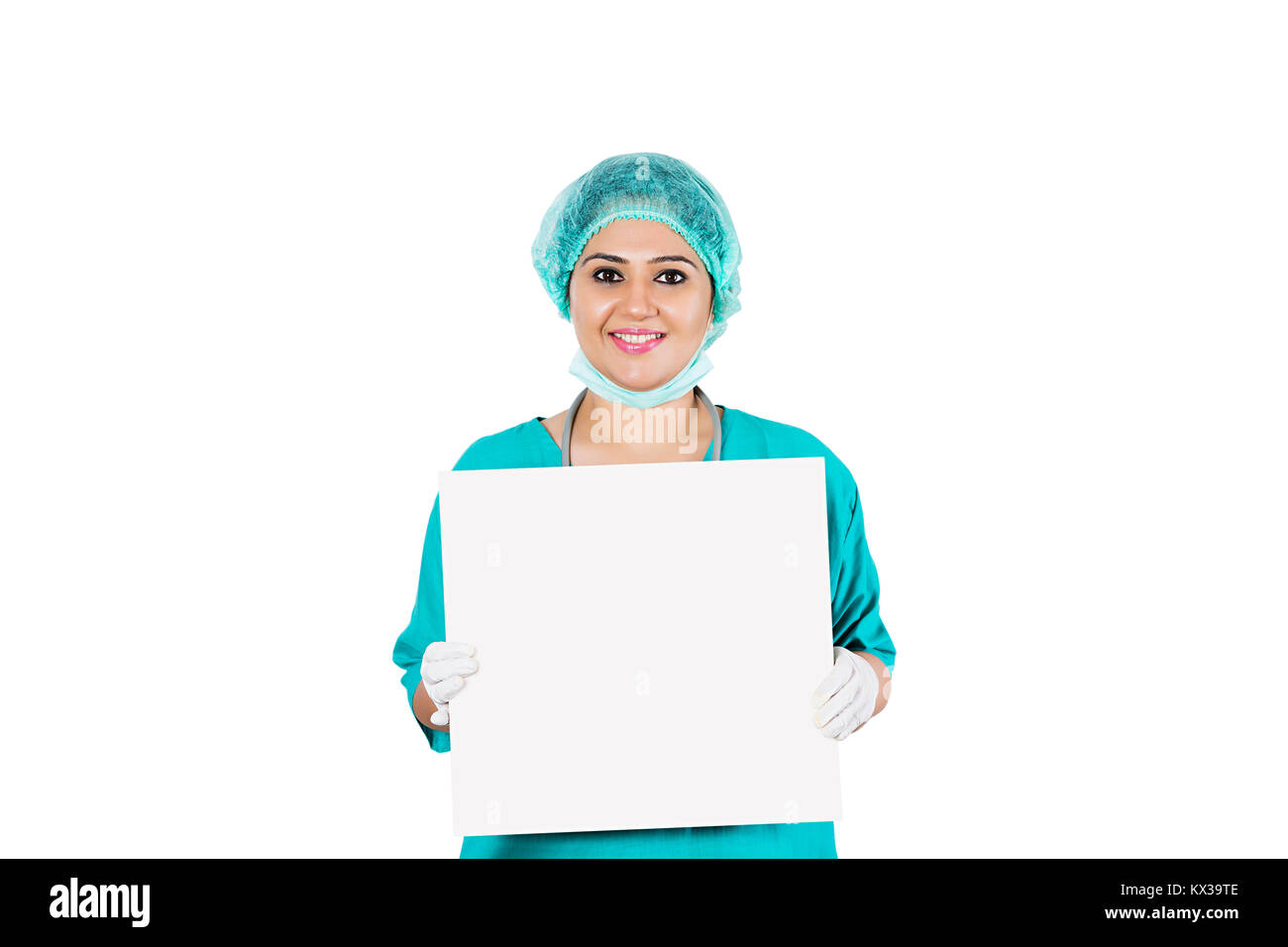 Indischen medizinischen Chirurg Frau Doktor, Message Board Stockfoto