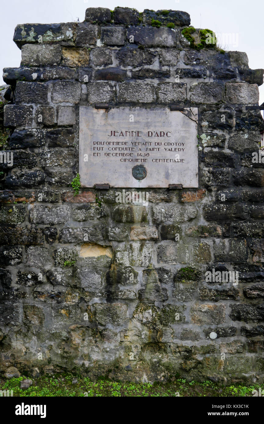 Hommage an Jeanne d'Arc, Saint-Valery-sur-Somme, Seine-Maritime, Normandie, Frankreich Stockfoto