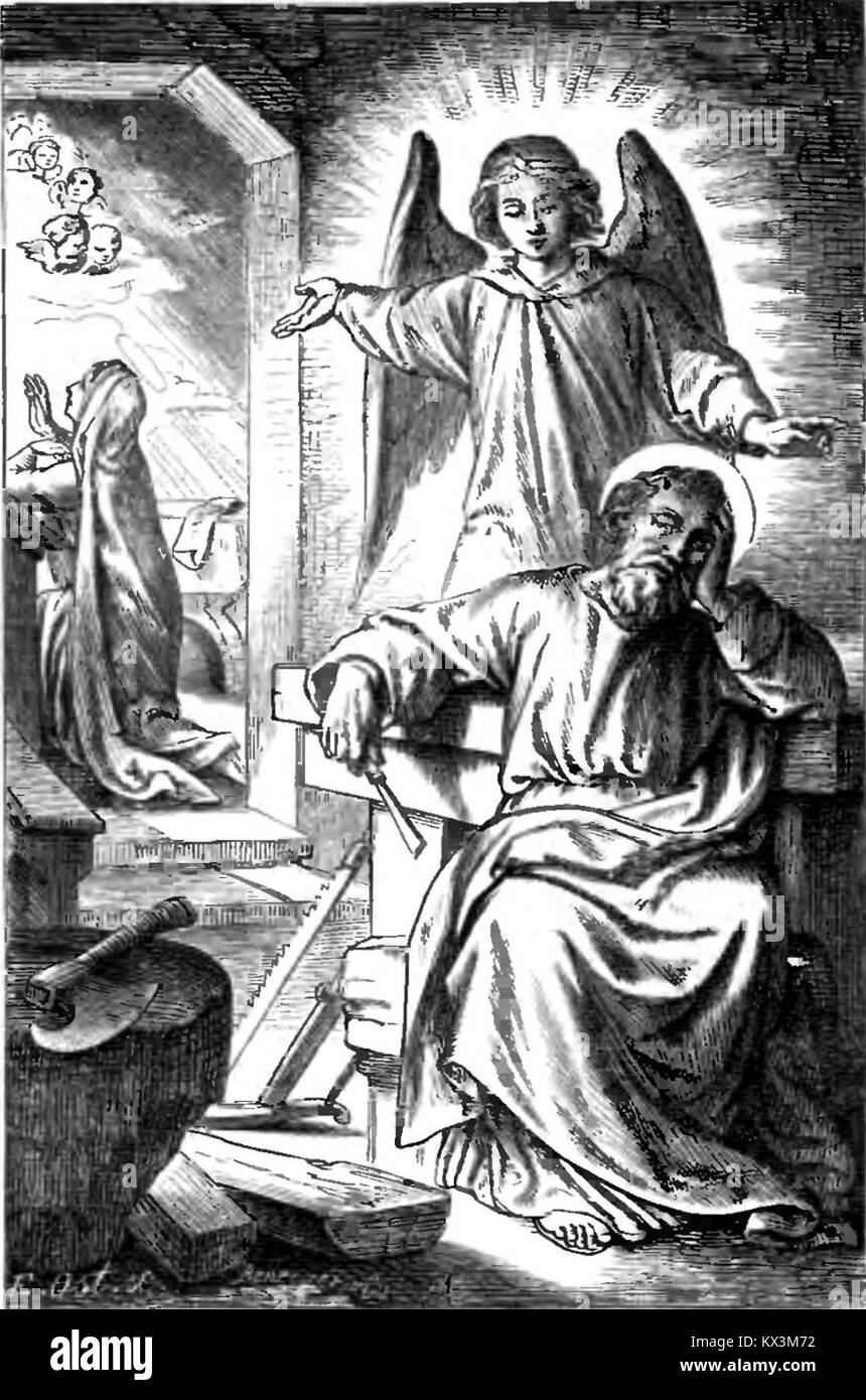 Eine Seite mit katholischen Heiligen aus 'Żywoty św. Pańskich zeigt visuelle und textliche Darstellung religiöser Beobachtungen in Polen. Stockfoto