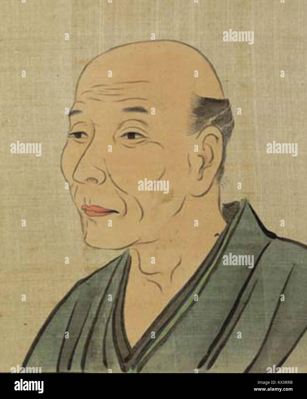 Porträt von Fukushima Kanzan aus der Serie „Portraits of modern eminent family“ von Tani Bunchō, gemalt in der späten Edo-Zeit und gehalten im Tokioter Nationalmuseum. Stockfoto