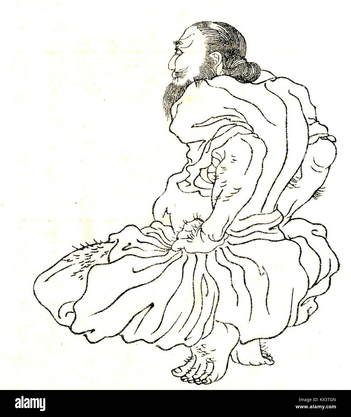 Nomi no Sukune war ein alter japanischer Sumo-Wrestler und legendäre Figur, die als Begründer des Sumo-Rings in Japan angesehen wurde, bekannt aus frühen Chroniken wie dem Kojiki und dem Nihon Shoki. Stockfoto