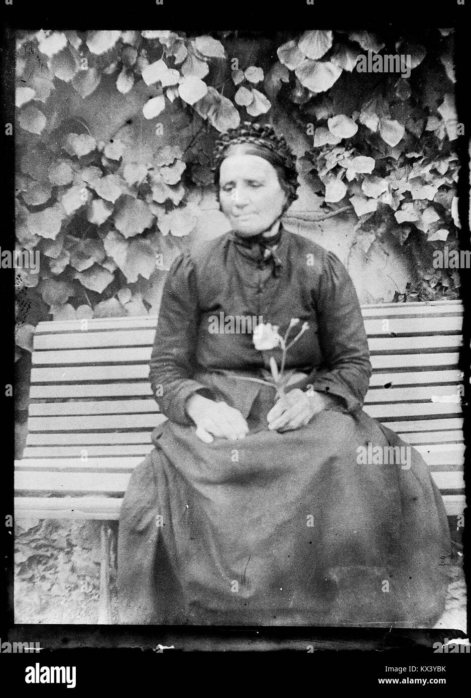 (Femme assise sur un Banc âgée)-Fonds Berthelé - 49 Fi 1441 Stockfoto
