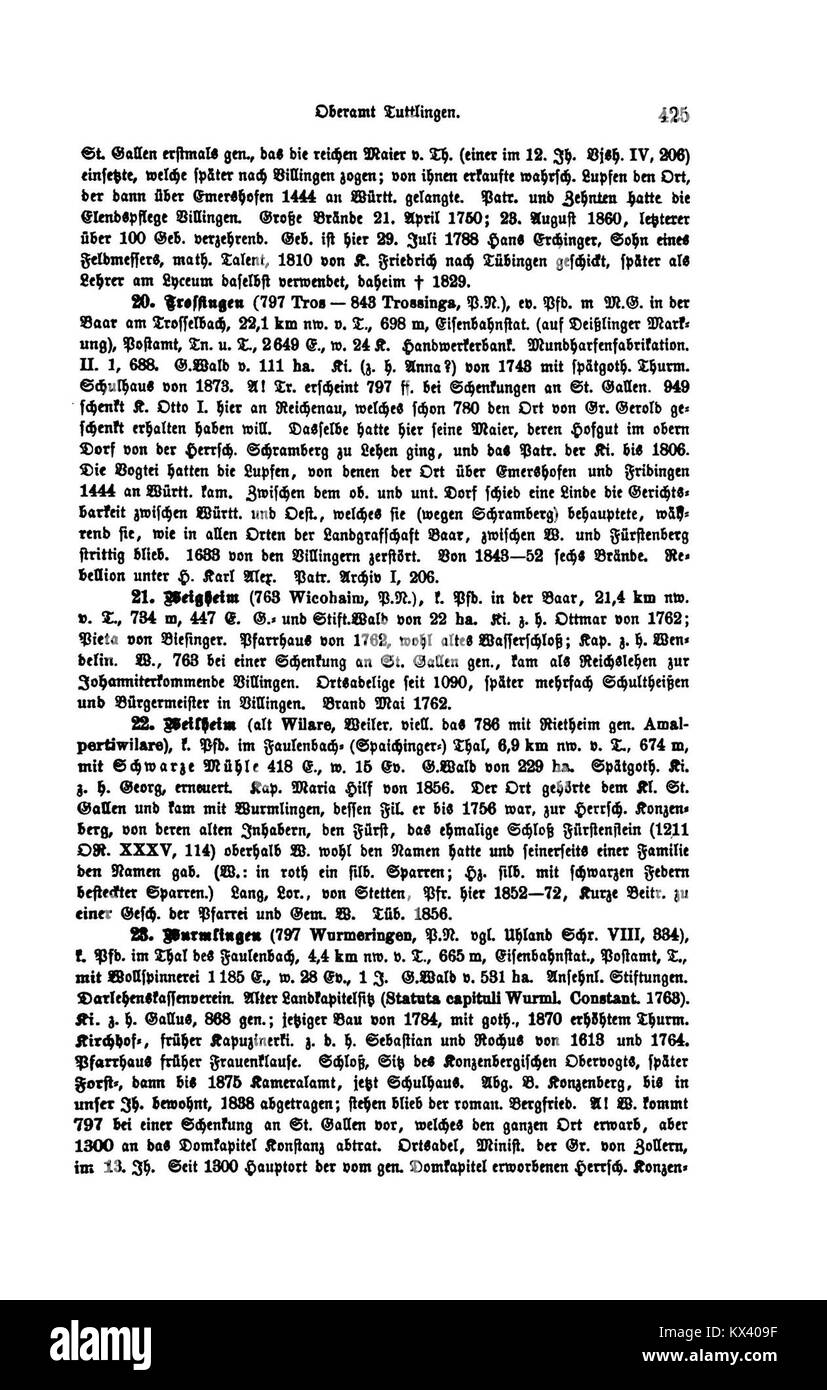 Band III, Seite 425 von „das Königreich Württemberg“ dokumentiert historische und kulturelle Informationen über das Königreich Württemberg in Deutschland. Stockfoto