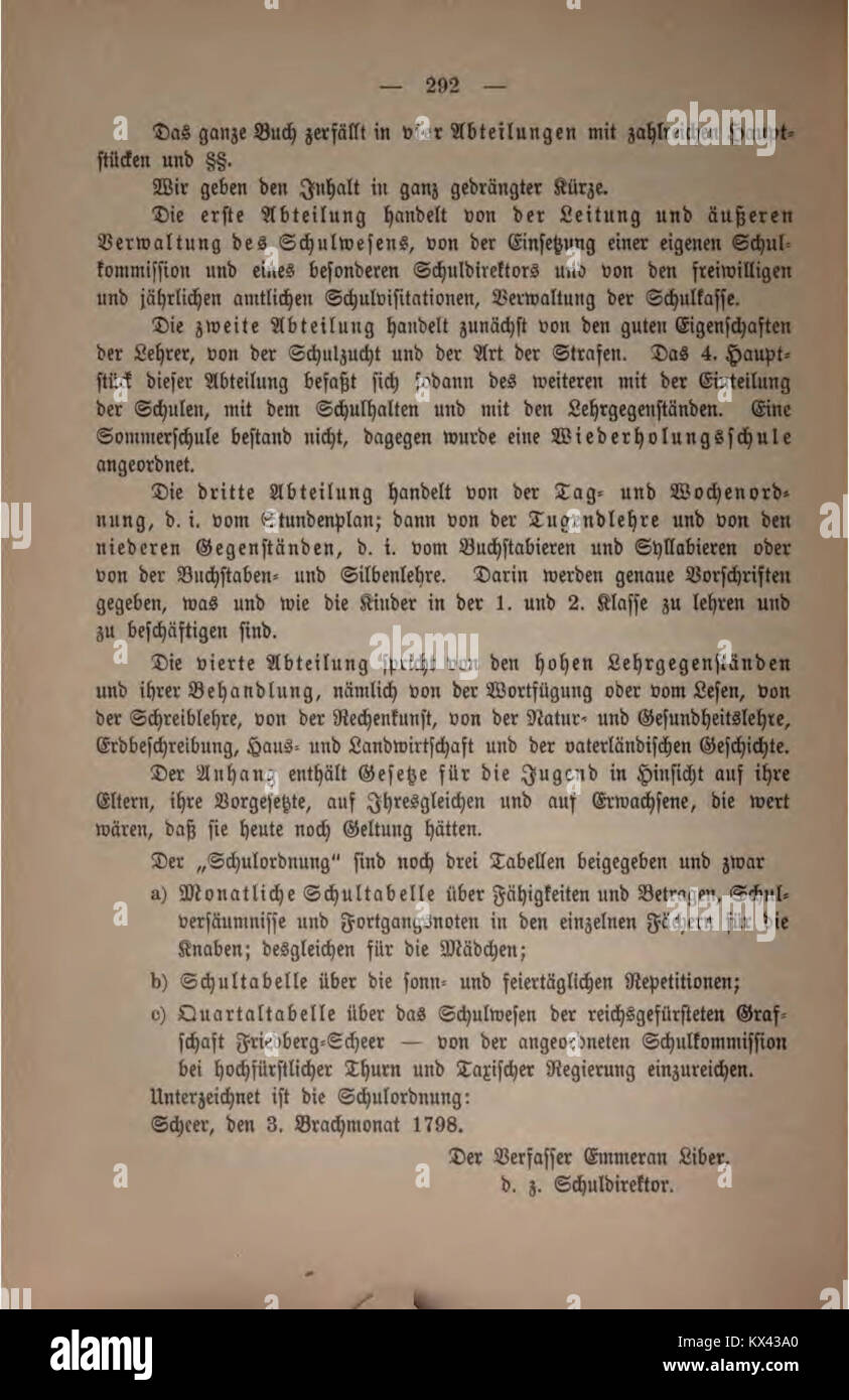 Das Volkschulwesen Württemberg bezieht sich auf das öffentliche Schulwesen in Württemberg während des späten 19. Jahrhunderts unter Kaiser Wilhelm II. Sie konzentrierte sich auf politische Bildung und Gehorsam gegenüber dem Staat. Stockfoto