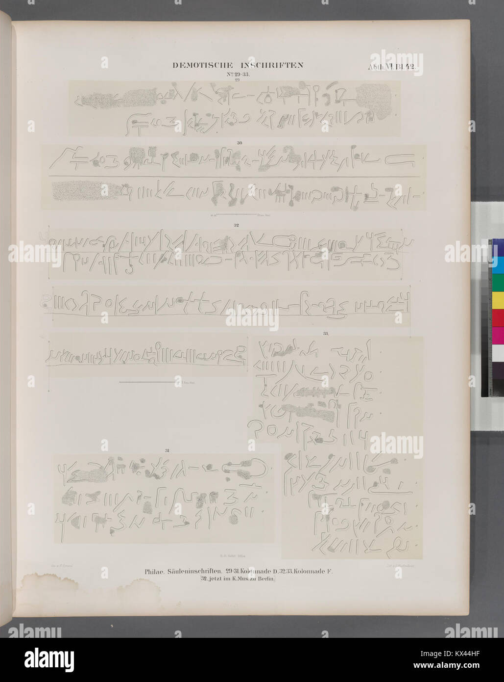 Demotische Inschriften Nr. 29-33. Philae. Säuleninschriften - 29-31. Kolonnade D; 32, 33. Kolonnade F. (32. jetzt im K. Museum zu Berlin.) (Nypl b 14291191-44268) Stockfoto