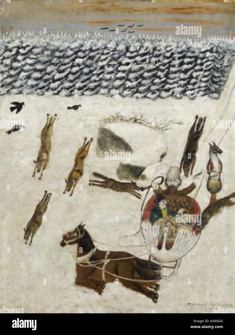 Illustration eines Wolfs, der Menschen oder Nutztiere angreift und historischen Kontext zum Verhalten von Wildtieren, zur Interaktion zwischen Mensch und Tier sowie zu Risikomanagementpraktiken bietet. Stockfoto