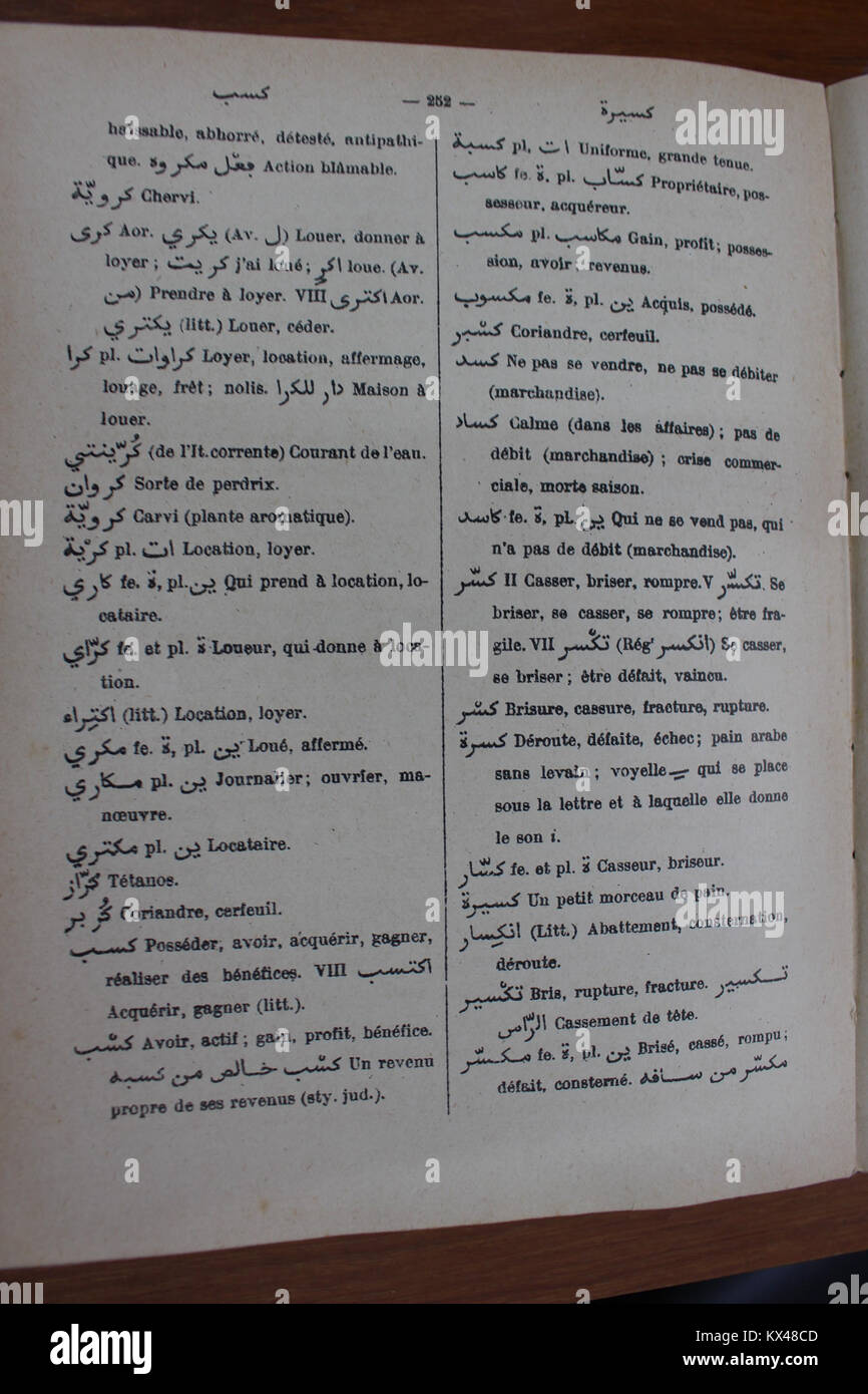 Wörterbuch Arabe-Fran çais par Alfred Nicolas (1938) P 252 Stockfoto
