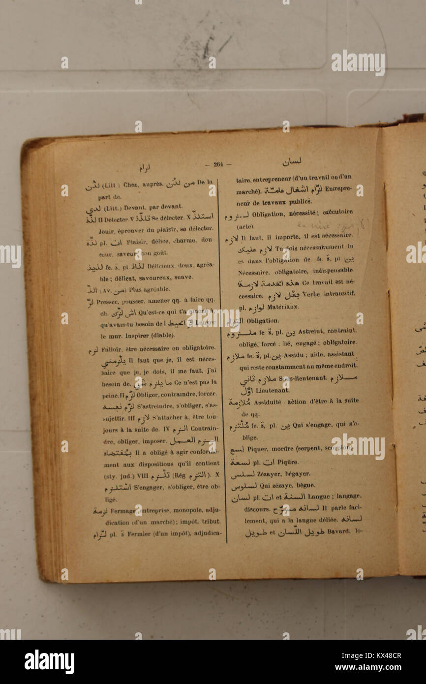 Wörterbuch Arabe-Fran çais par Alfred Nicolas (1938) p264 Stockfoto