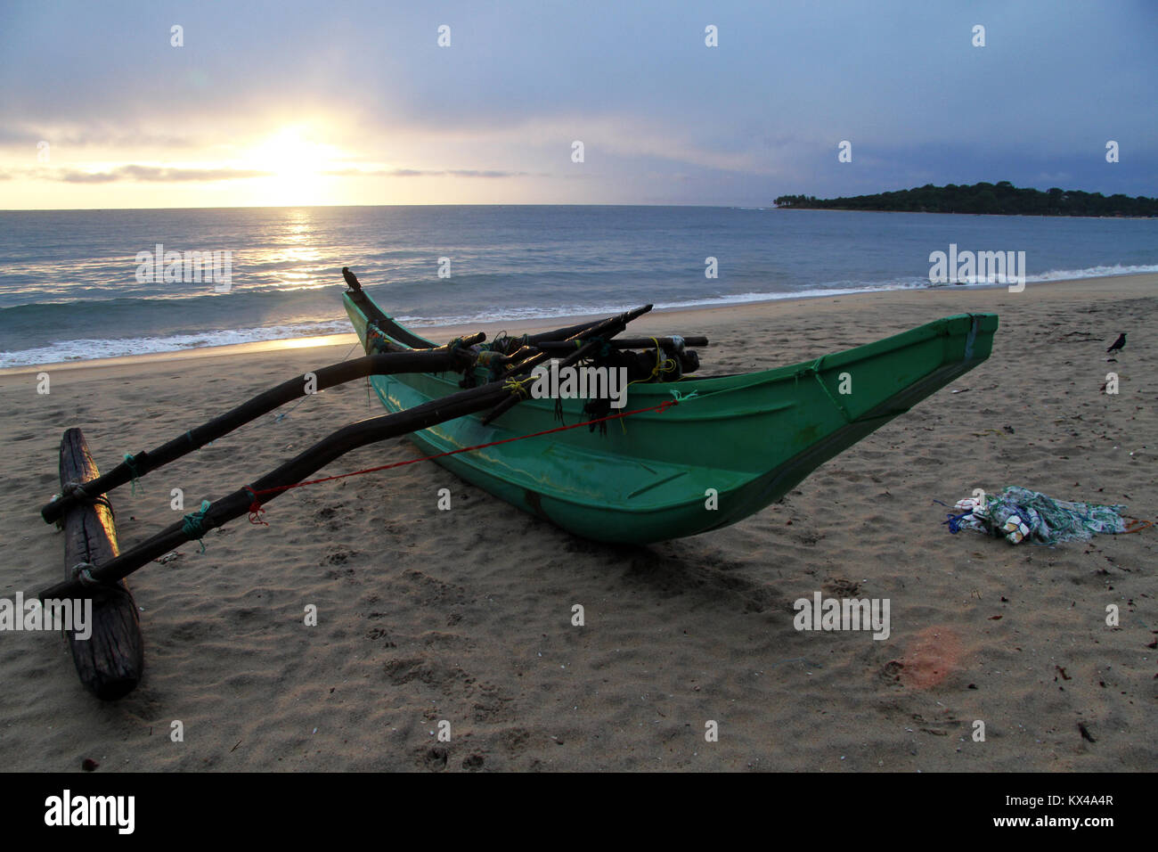 Morgen auf dem Sand Strand in Arugam Bay, Sri Lanka Stockfoto