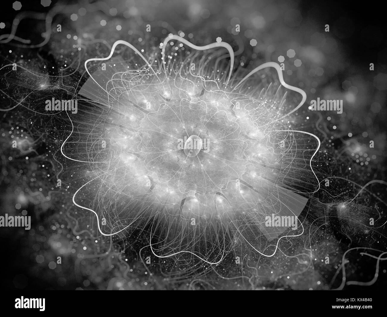 Higgs Boson fraktale Struktur, computer-generierte Zusammenfassung Hintergrund, 3D-Rendering Stockfoto