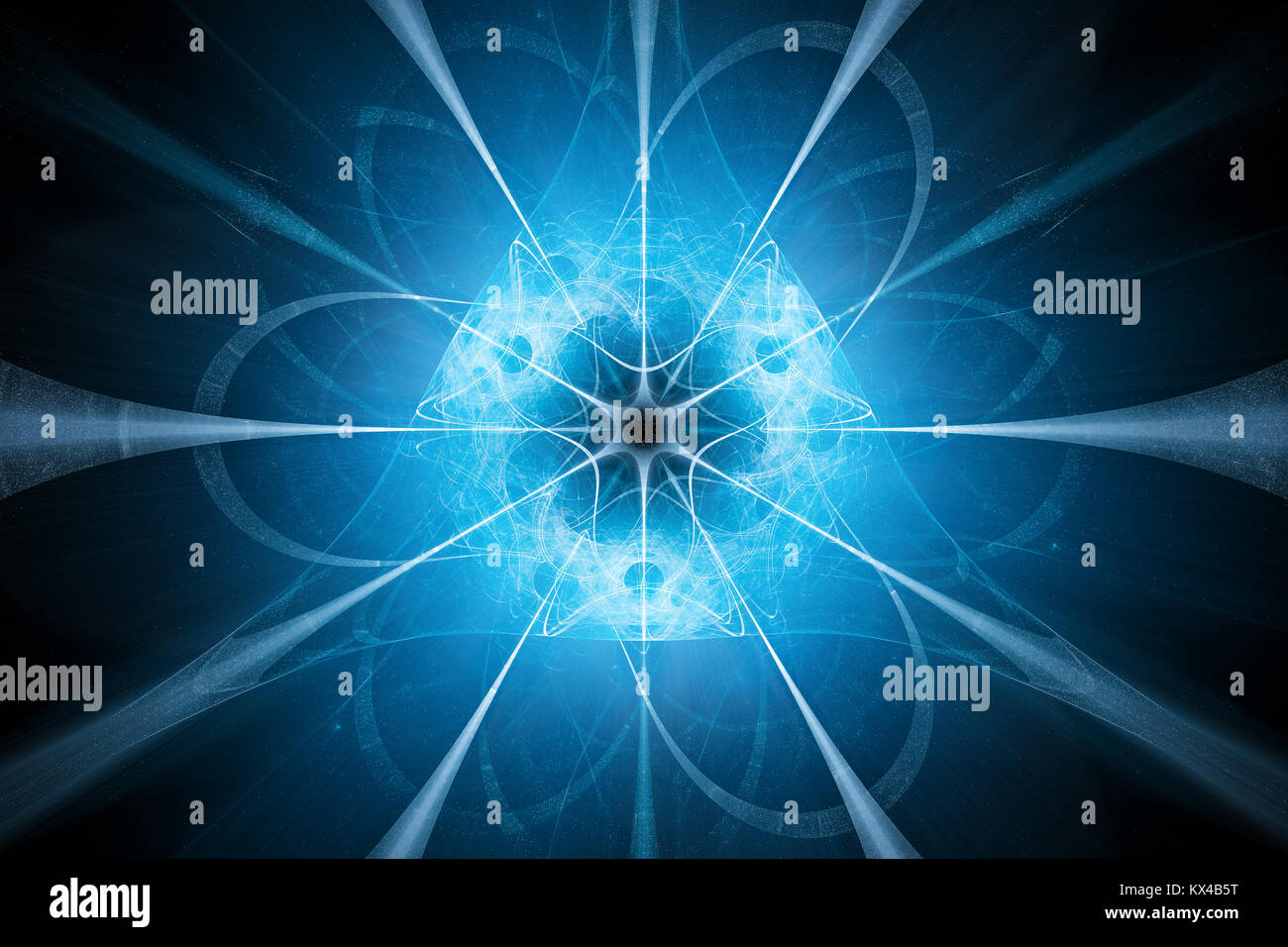 Blau leuchtende nukleare Technologie Design, Computer generierte Zusammenfassung Hintergrund, 3D-Rendering Stockfoto