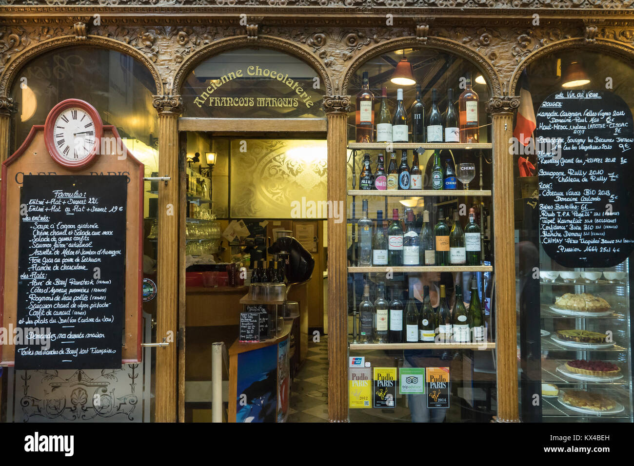 Cafe und Schokolade shop, Passage des Panoramas, Paris, Frankreich Stockfoto