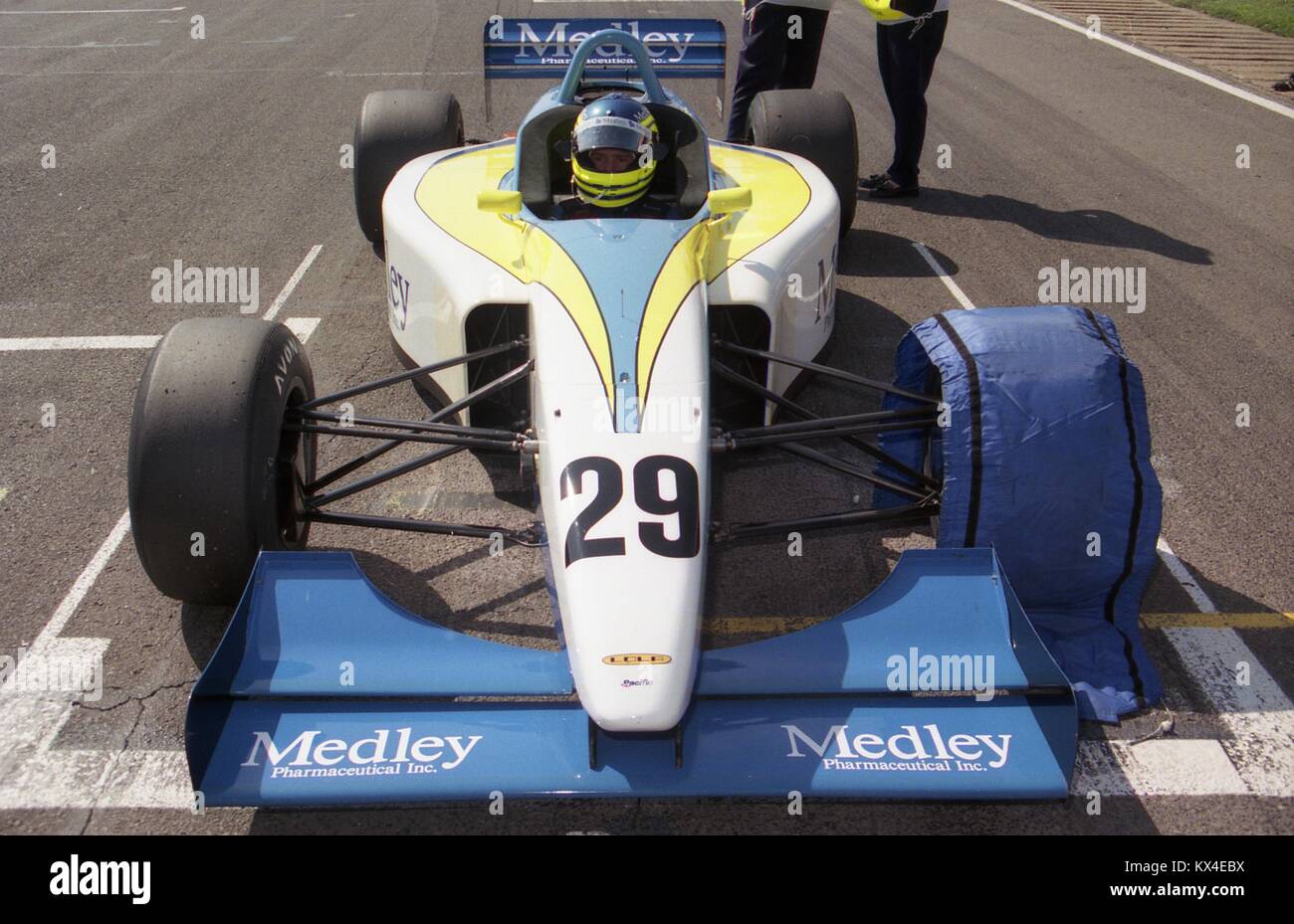 Cristiano da Matta, Pacific Racing, Lola T 96/50, Internationale Formel 3000 Runde 5, Silverstone Aug 17 1996. Stockfoto