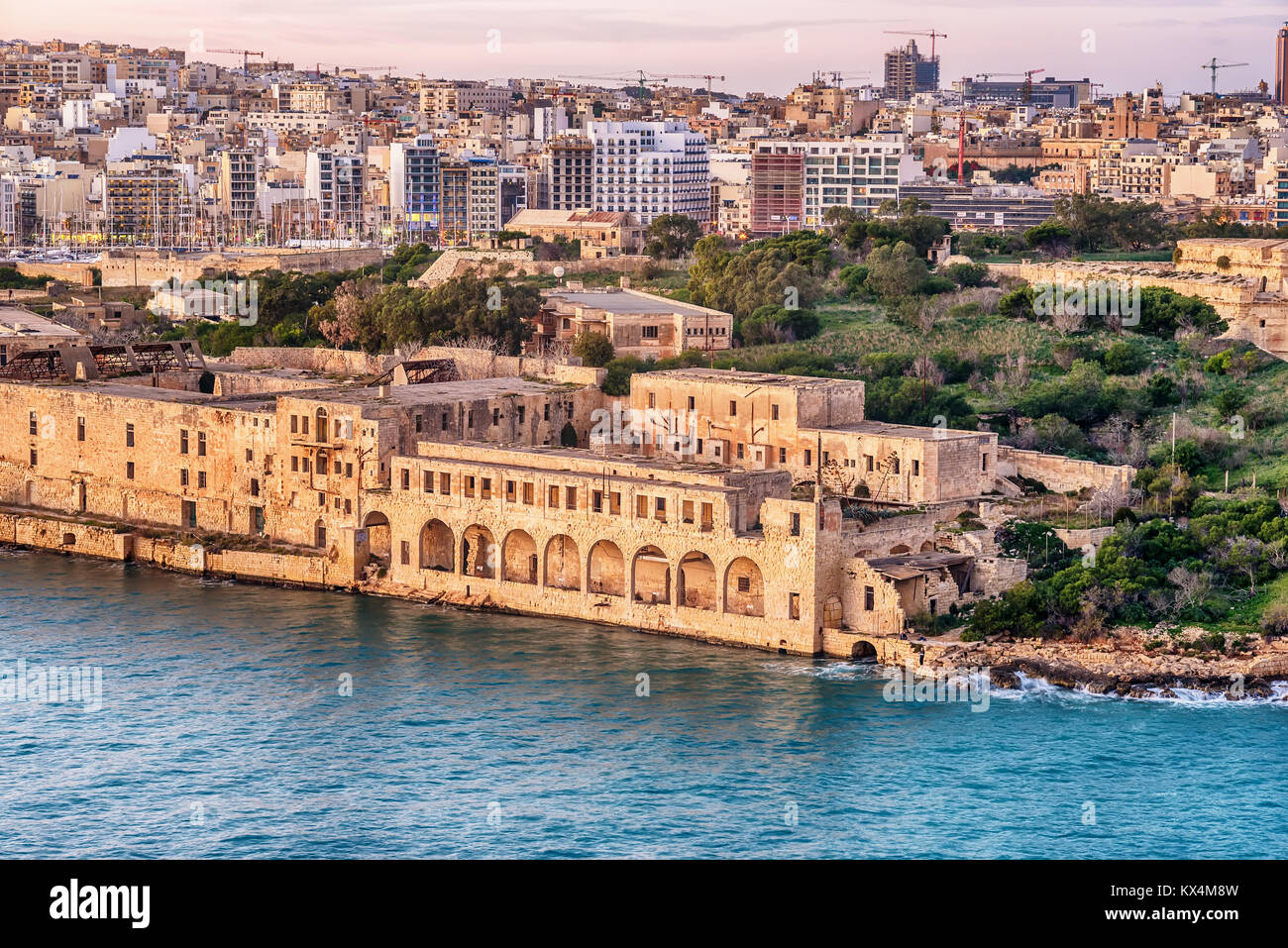 Malta: Insel Manoel, Il-Gzira, Sliema und Marsans Hafen Stockfoto