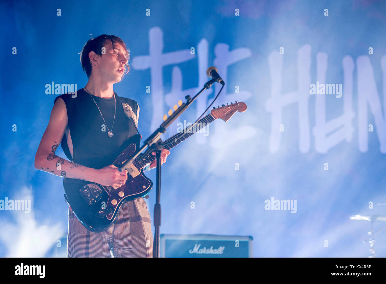 Manchester, Großbritannien. 6. Januar 2018. Ryan Potter, Dan Dorney, Jermaine Angin und Jack Metcalfe Der Hunna in der O2 Apollo in Manchester 06/01/2018 durchführen Stockfoto