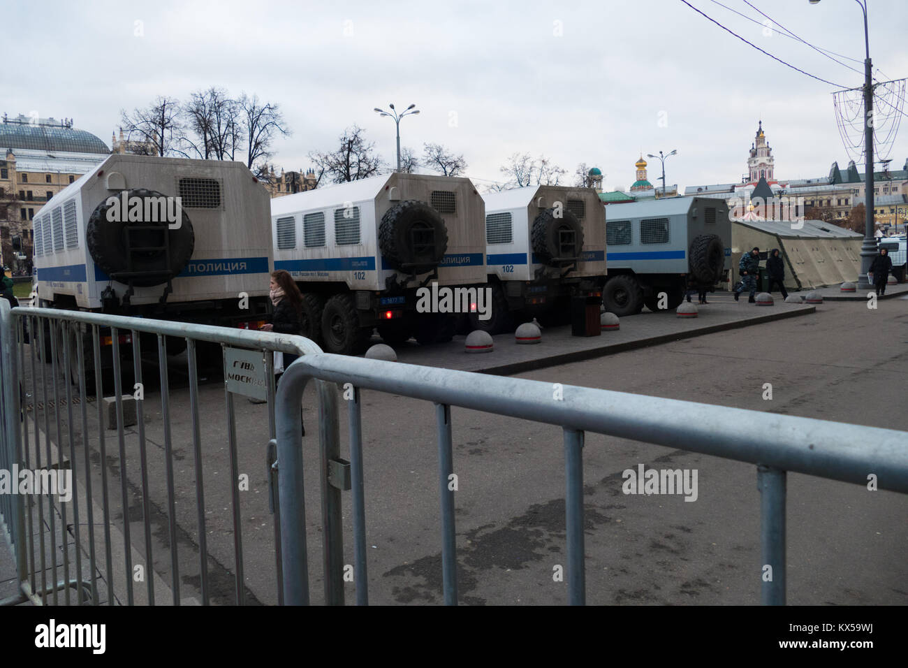 Polizeiautos in Moskau Stockfoto