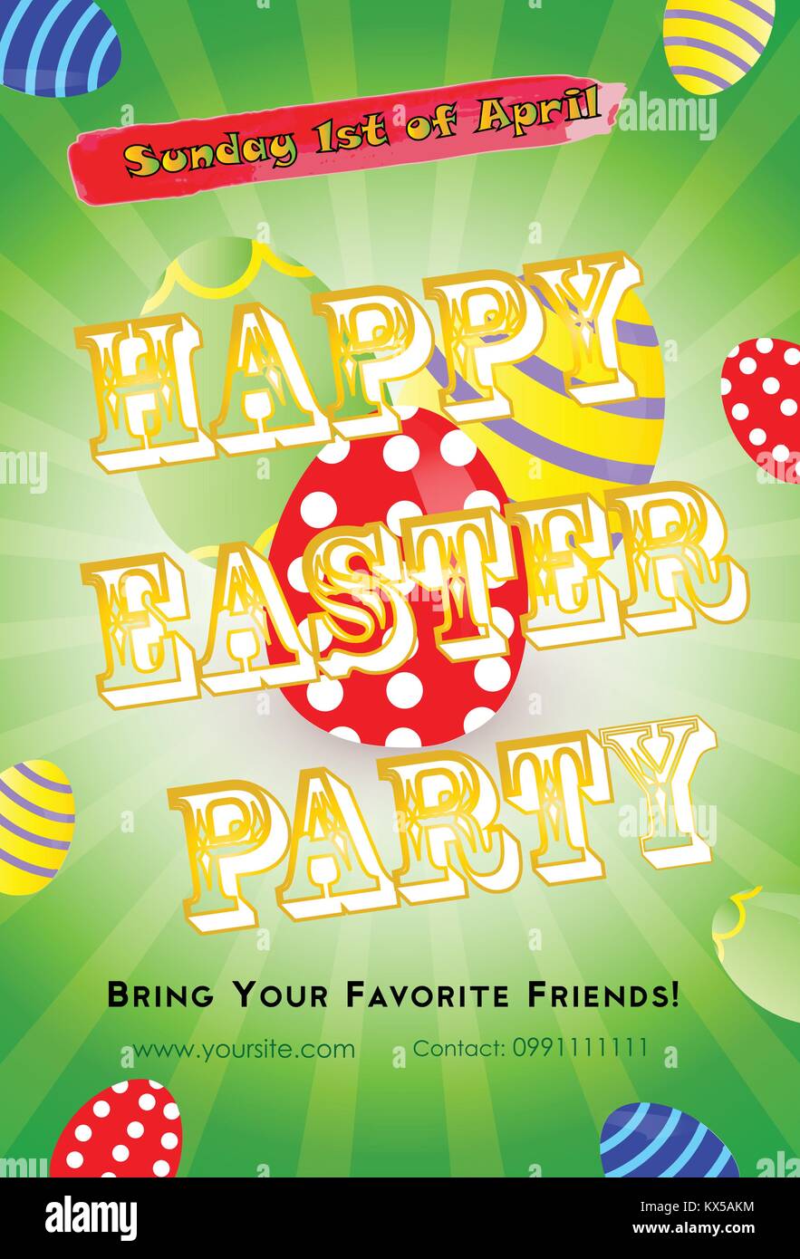 Ostern Party Einladung Flyer Vorlage Mit Bunten Eier Auf Grunem Hintergrund Und Text Frohe Ostern Party Stock Vektorgrafik Alamy